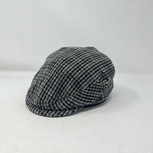 Christys' London Newsboy Flat Cap Ivy Hat Houndstooth Lambswool Gray Black Mens